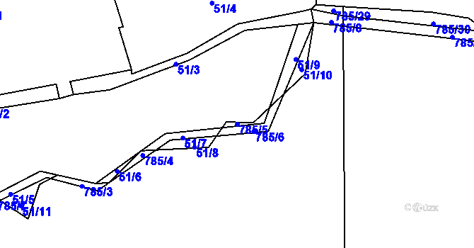 Parcela st. 785/5 v KÚ Čenkov u Třešti, Katastrální mapa