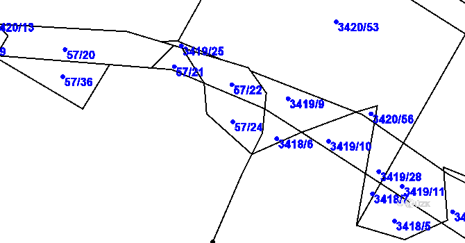 Parcela st. 57/24 v KÚ Čenkov u Třešti, Katastrální mapa