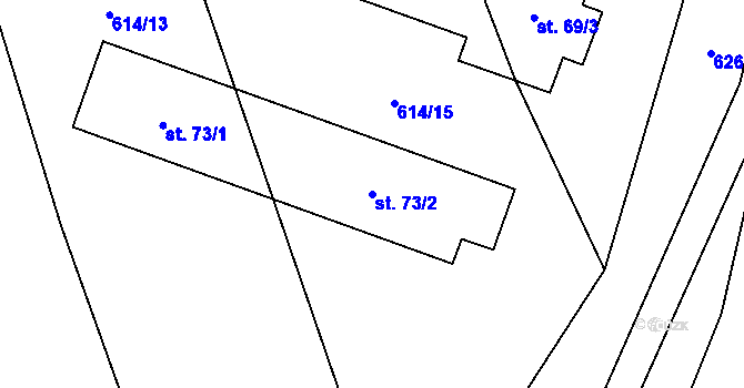 Parcela st. 73/2 v KÚ Čenkov u Třešti, Katastrální mapa