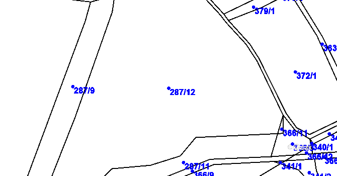 Parcela st. 287/12 v KÚ Čenkov u Třešti, Katastrální mapa