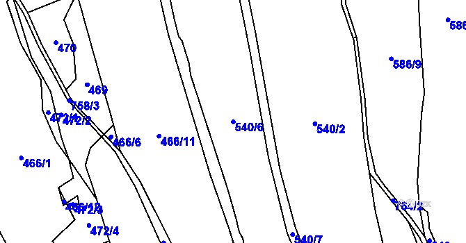 Parcela st. 540/6 v KÚ Čenkov u Třešti, Katastrální mapa