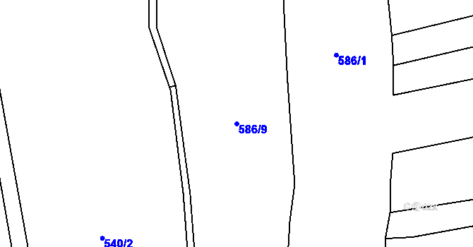 Parcela st. 586/9 v KÚ Čenkov u Třešti, Katastrální mapa
