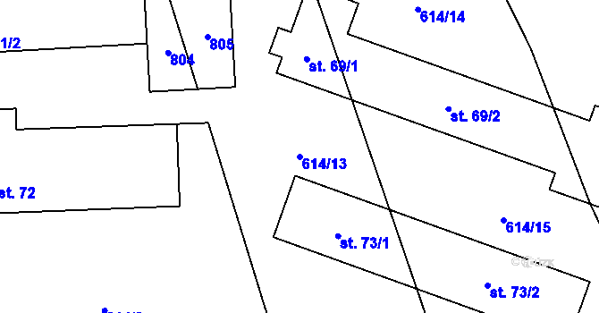Parcela st. 614/13 v KÚ Čenkov u Třešti, Katastrální mapa
