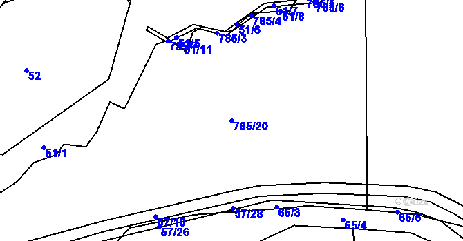 Parcela st. 785/20 v KÚ Čenkov u Třešti, Katastrální mapa