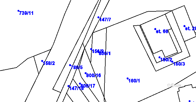 Parcela st. 800/1 v KÚ Čenkov u Třešti, Katastrální mapa