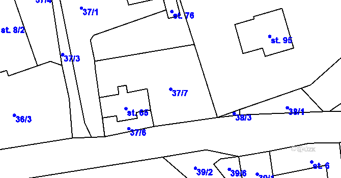 Parcela st. 37/7 v KÚ Čenkov u Třešti, Katastrální mapa