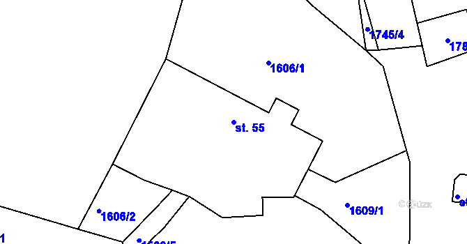 Parcela st. 55 v KÚ Čenkov u Bechyně, Katastrální mapa