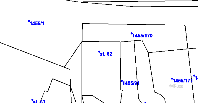 Parcela st. 62 v KÚ Čenkov u Bechyně, Katastrální mapa