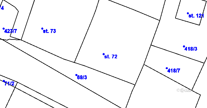 Parcela st. 72 v KÚ Čenkov u Malšic, Katastrální mapa