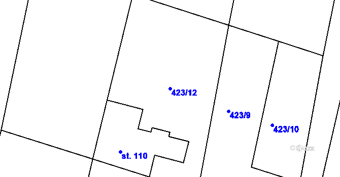 Parcela st. 423/12 v KÚ Čenkov u Malšic, Katastrální mapa
