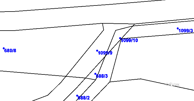 Parcela st. 1099/9 v KÚ Čenkov u Malšic, Katastrální mapa