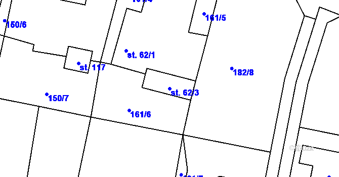 Parcela st. 62/3 v KÚ Čenkov u Malšic, Katastrální mapa
