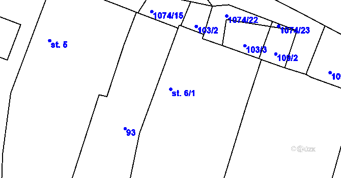 Parcela st. 6/1 v KÚ Čenkov u Malšic, Katastrální mapa