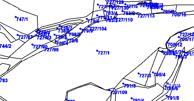 Parcela st. 727/1 v KÚ Dobřejice, Katastrální mapa