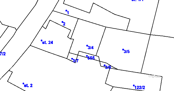 Parcela st. 3/4 v KÚ Třebelice, Katastrální mapa