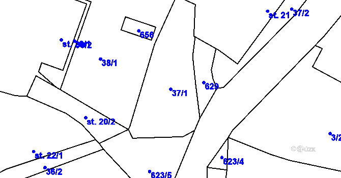 Parcela st. 37/1 v KÚ Třebelice, Katastrální mapa