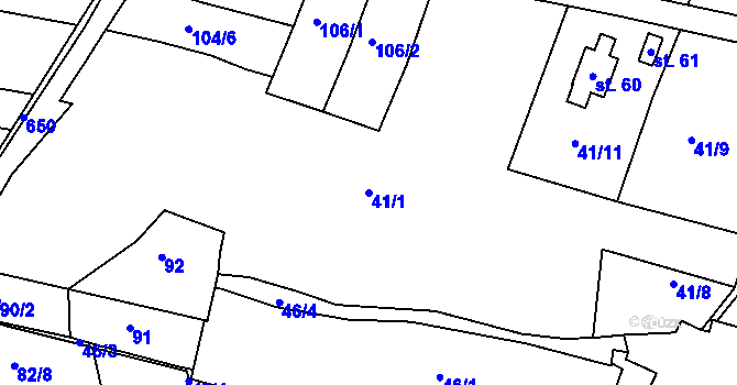 Parcela st. 41/1 v KÚ Třebelice, Katastrální mapa