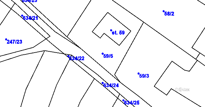 Parcela st. 59/5 v KÚ Třebelice, Katastrální mapa
