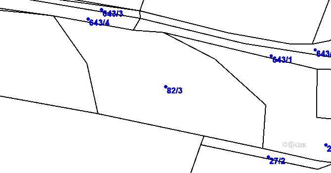 Parcela st. 82/3 v KÚ Třebelice, Katastrální mapa