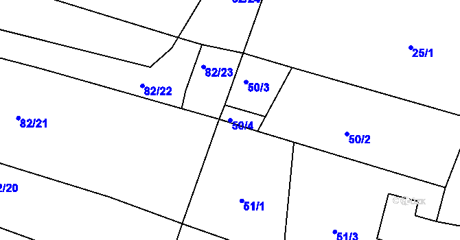 Parcela st. 50/4 v KÚ Třebelice, Katastrální mapa