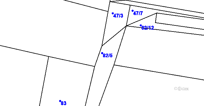 Parcela st. 82/5 v KÚ Třebelice, Katastrální mapa