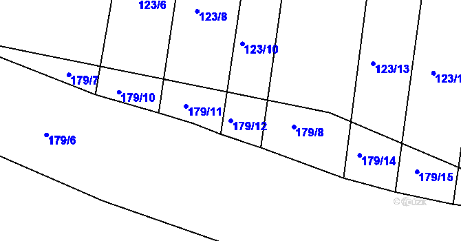 Parcela st. 179/12 v KÚ Třebelice, Katastrální mapa