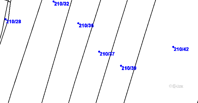 Parcela st. 210/37 v KÚ Třebelice, Katastrální mapa