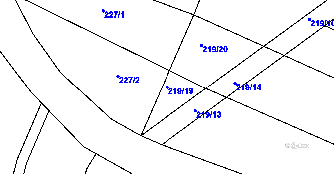 Parcela st. 219/19 v KÚ Třebelice, Katastrální mapa
