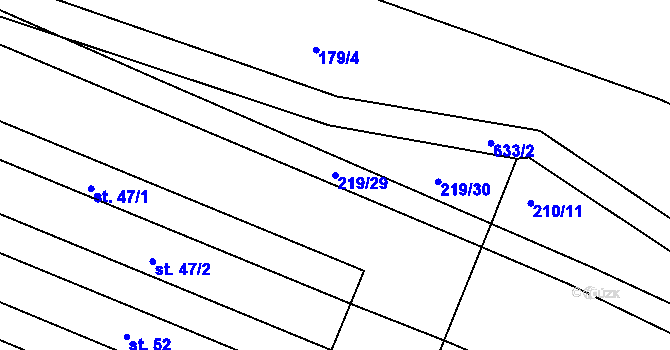Parcela st. 219/29 v KÚ Třebelice, Katastrální mapa