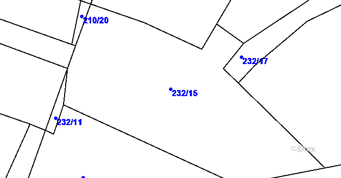 Parcela st. 232/15 v KÚ Třebelice, Katastrální mapa