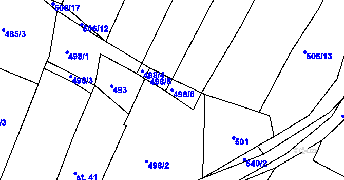 Parcela st. 498/6 v KÚ Třebelice, Katastrální mapa
