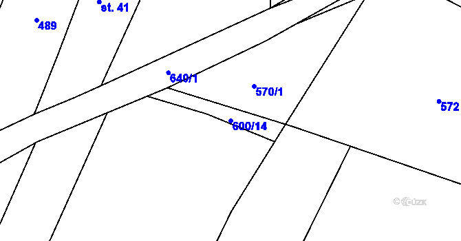 Parcela st. 600/14 v KÚ Třebelice, Katastrální mapa