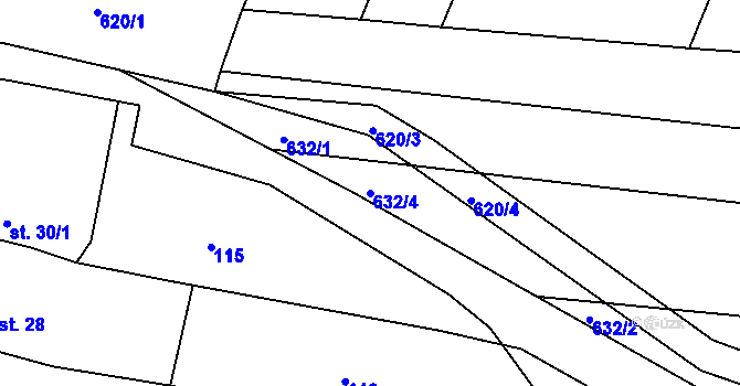Parcela st. 632/4 v KÚ Třebelice, Katastrální mapa