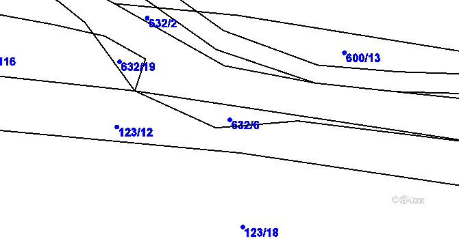 Parcela st. 632/6 v KÚ Třebelice, Katastrální mapa
