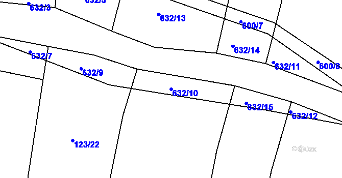Parcela st. 632/10 v KÚ Třebelice, Katastrální mapa