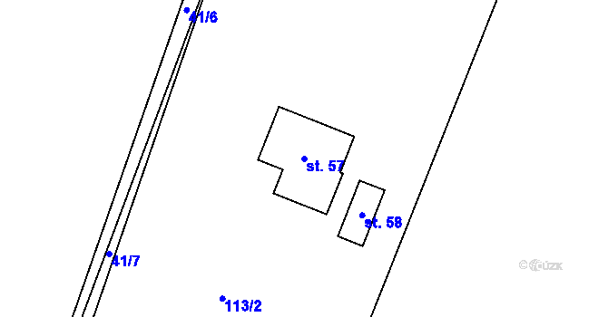 Parcela st. 57 v KÚ Třebelice, Katastrální mapa