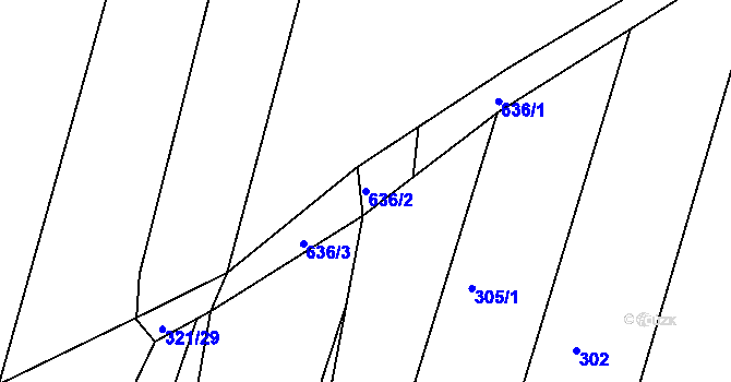 Parcela st. 636/2 v KÚ Třebelice, Katastrální mapa