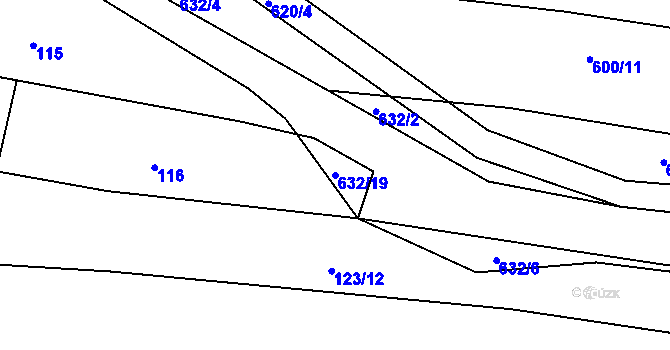 Parcela st. 632/19 v KÚ Třebelice, Katastrální mapa