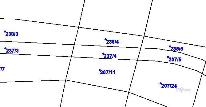 Parcela st. 237/4 v KÚ Všechlapy u Malšic, Katastrální mapa