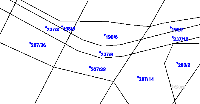 Parcela st. 237/9 v KÚ Všechlapy u Malšic, Katastrální mapa