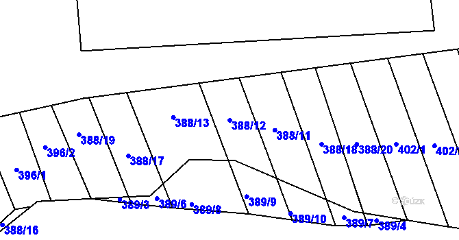 Parcela st. 388/12 v KÚ Všechlapy u Malšic, Katastrální mapa