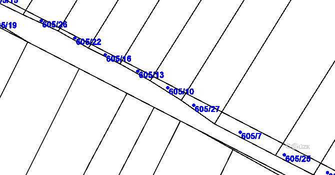Parcela st. 605/10 v KÚ Všechlapy u Malšic, Katastrální mapa