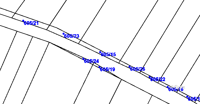 Parcela st. 605/15 v KÚ Všechlapy u Malšic, Katastrální mapa