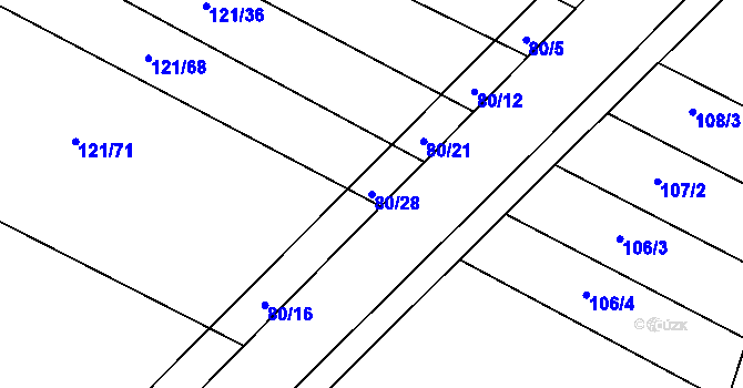 Parcela st. 80/28 v KÚ Všechlapy u Malšic, Katastrální mapa