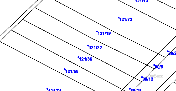 Parcela st. 121/22 v KÚ Všechlapy u Malšic, Katastrální mapa