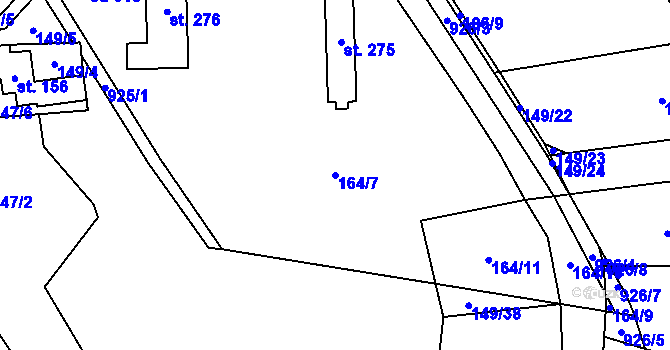 Parcela st. 164/7 v KÚ Čenkovice, Katastrální mapa