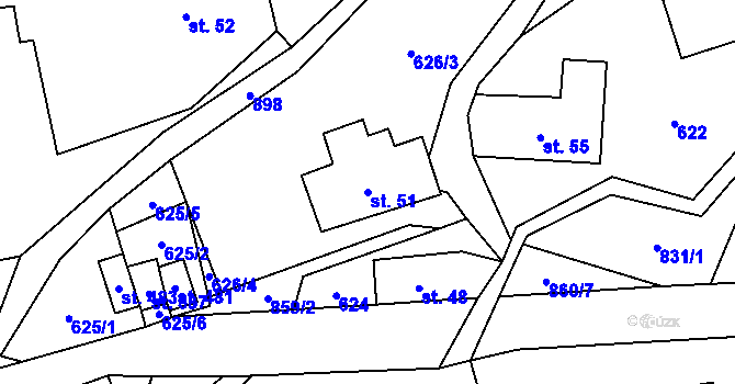 Parcela st. 51 v KÚ Čenkovice, Katastrální mapa