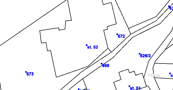 Parcela st. 52 v KÚ Čenkovice, Katastrální mapa