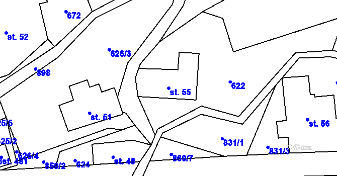 Parcela st. 55 v KÚ Čenkovice, Katastrální mapa