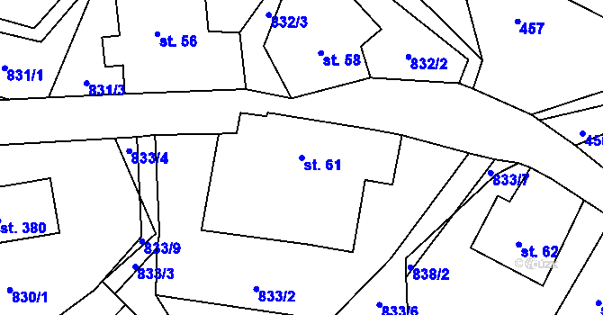 Parcela st. 61 v KÚ Čenkovice, Katastrální mapa